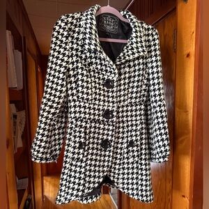 last kiss Black & White Houndstooth Peacoat